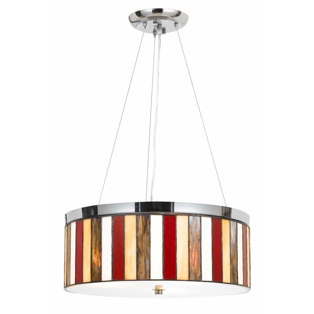 Cal Lighting FX-1089/1P Chrome Tiffany 3 Light Full Sized Pendant