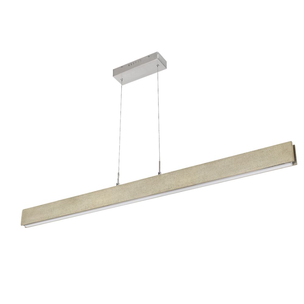 CAL Lighting FX-2965-36 Colmar dimmable integrated LED Rubber wood ceiling island light with adjustable steel braided cable. 30W, 2500 lumen, 3000K in rubber wood