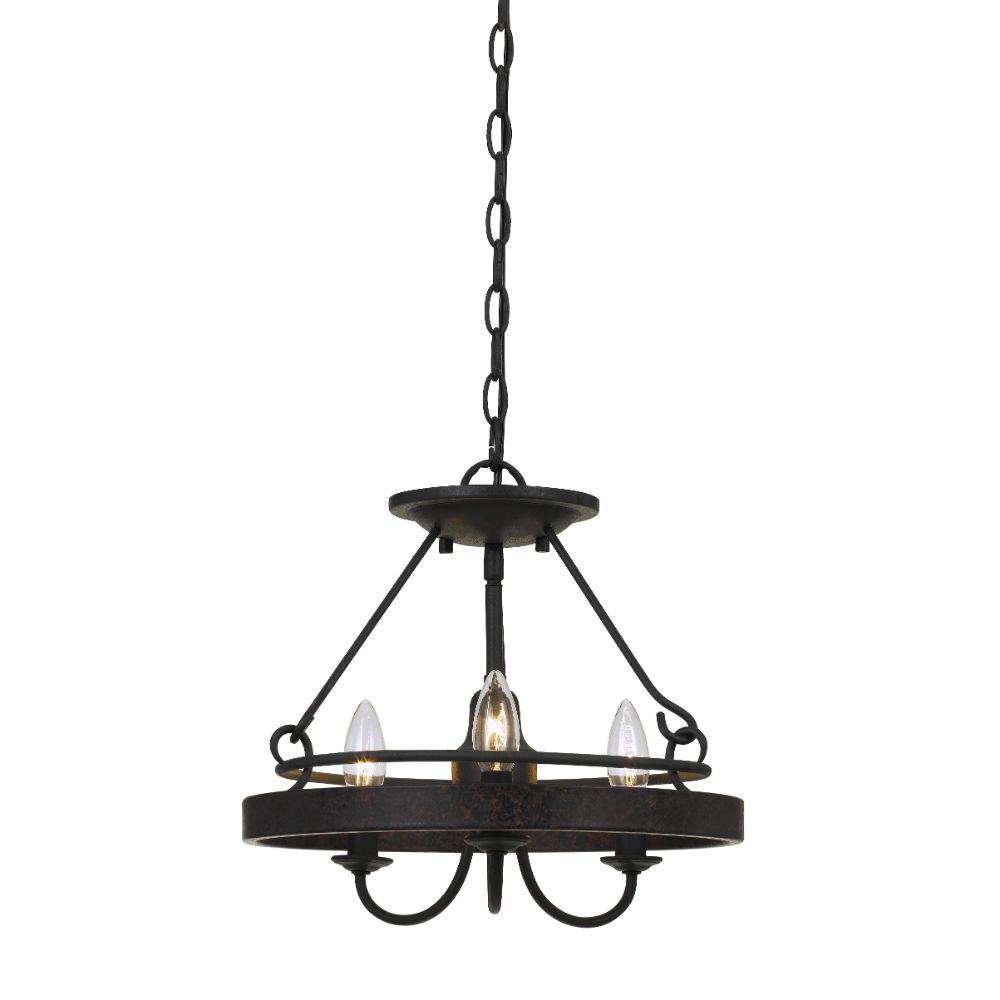 Cal Lighting FX-3518-3 Helena 12.75" Height Metal Pendant in Texture Gray with Moroccan Bronze Finish