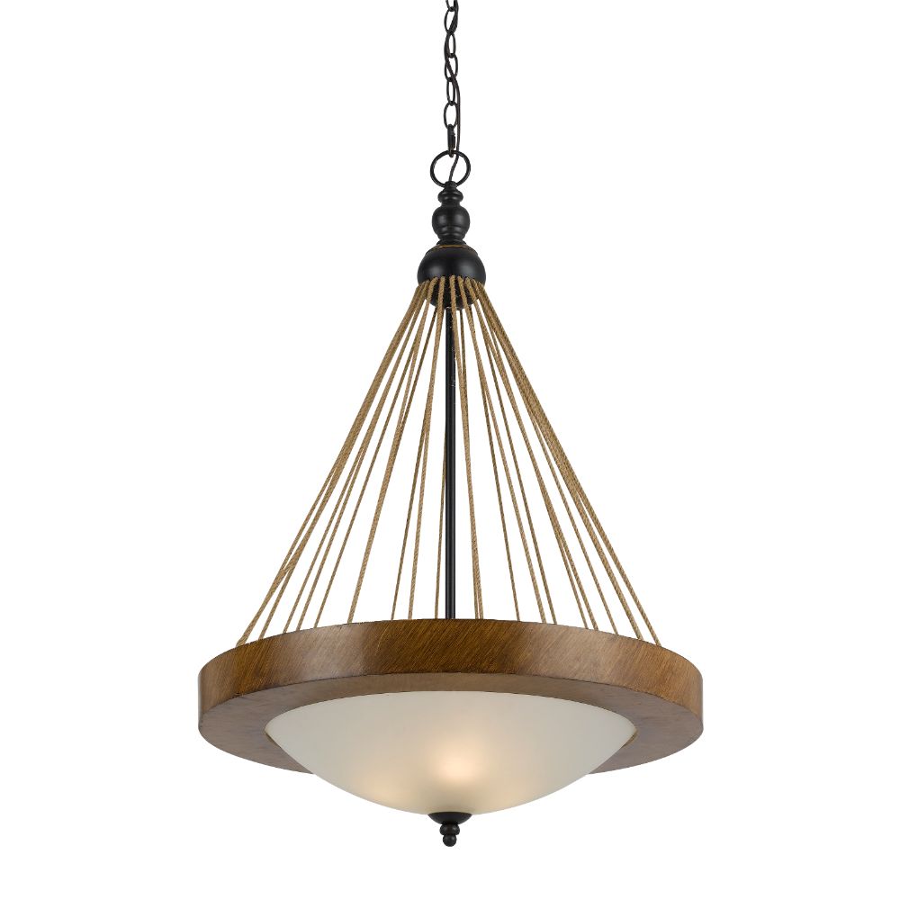 Cal Lighting FX-3563/1P Metal / Wood Monticello 3 Light Bowl Shaped Pendant