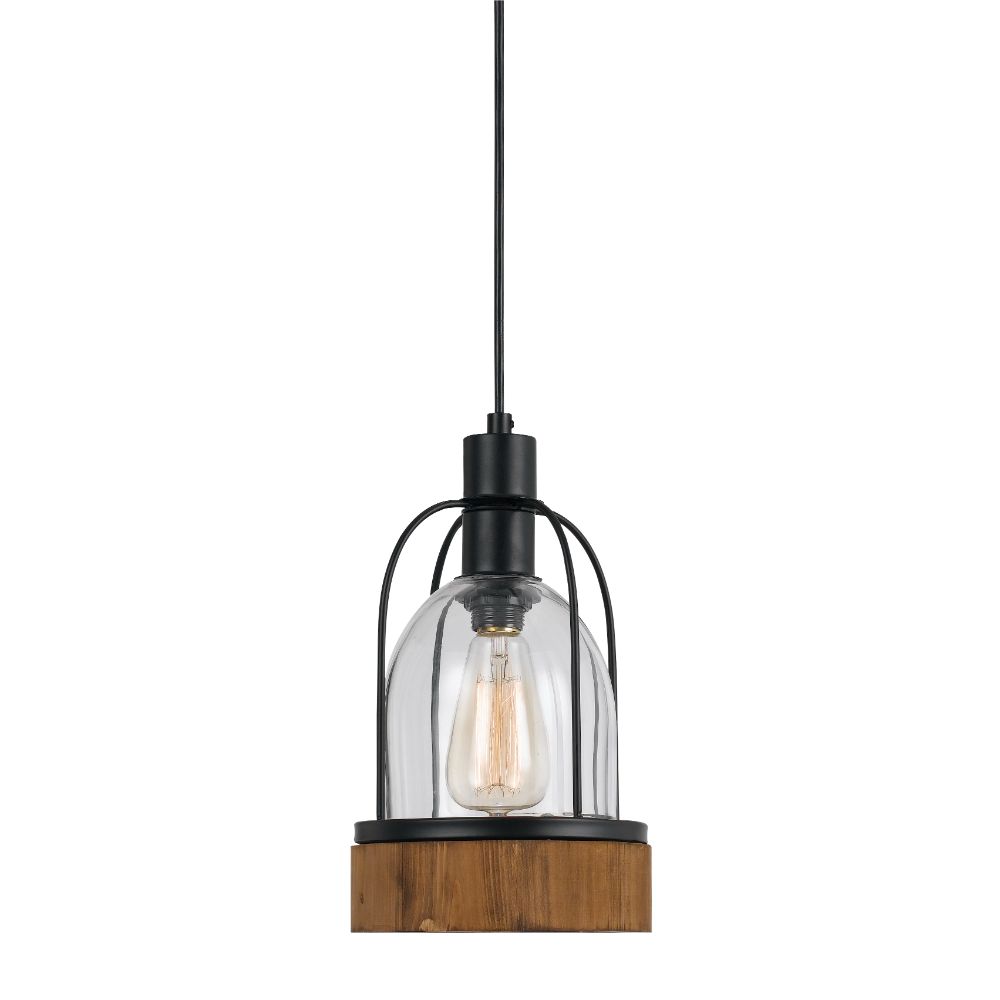 Cal Lighting FX-3584-1P Wood / Dark Bronze Beacon 1 Light Pendant - Canopy Included