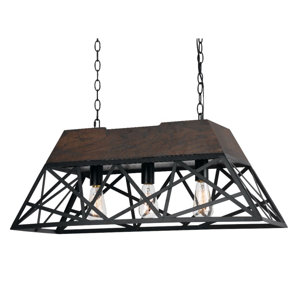 Cal Lighting FX-3585-3 Wood / Dark Bronze Antonio 3 Light Chandelier