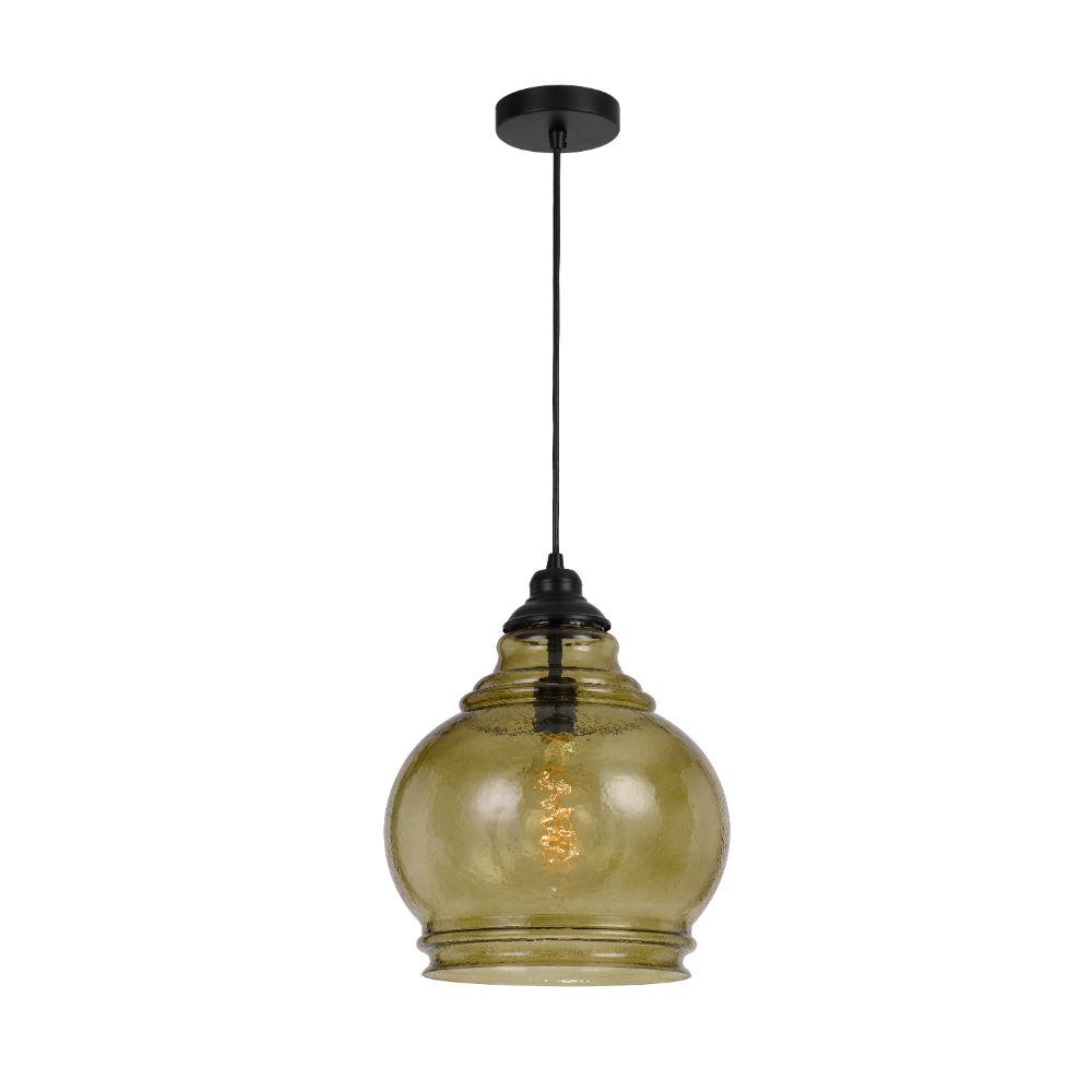 Cal Lighting FX-3671-1 Rovigo 12.25" Height Glass Pendant in Amber Finish and 72" Cord