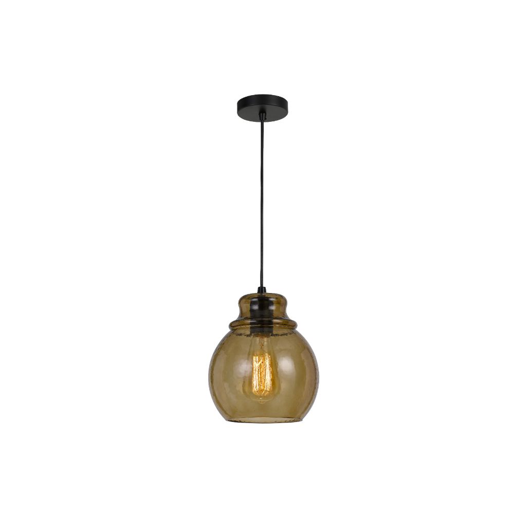 Cal Lighting FX-3673-1 Aversa 9" Height Glass Pendant in Amber Finish and 72" Cord