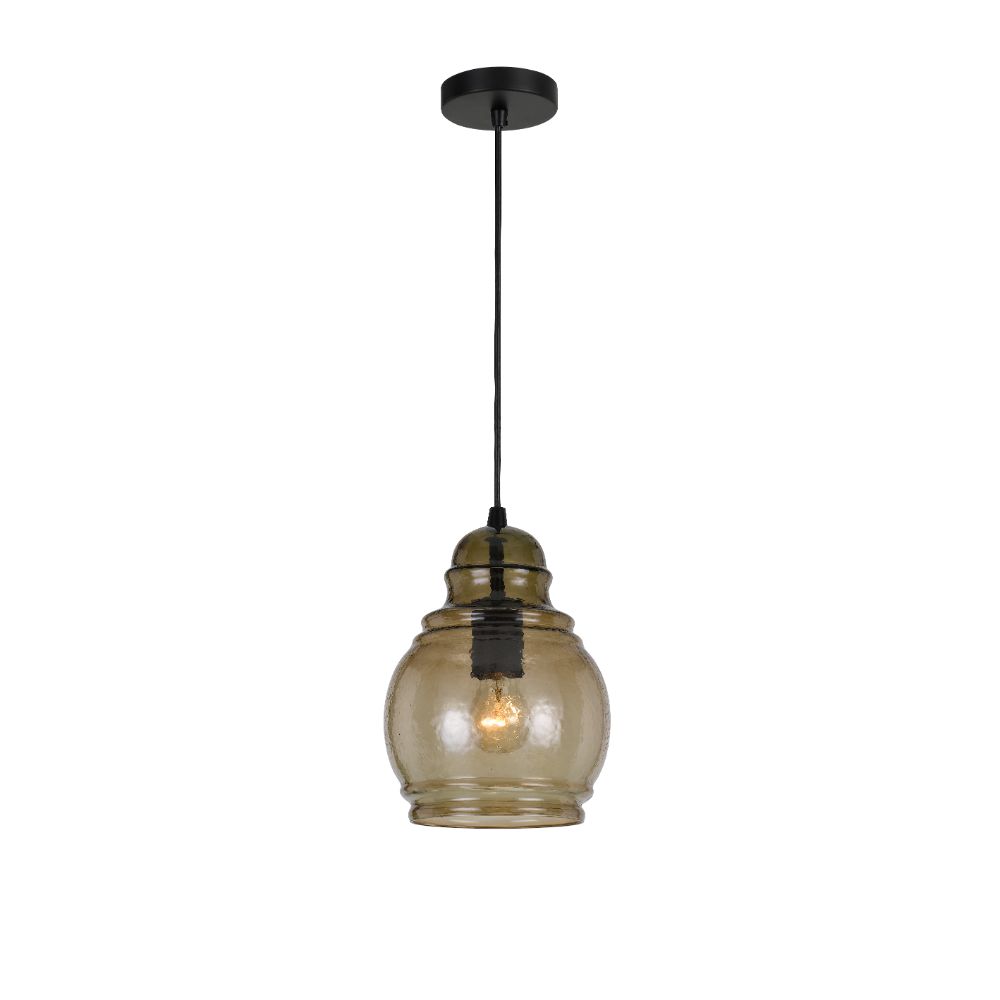 Cal Lighting FX-3674-1 Accera 10.5" Height Glass Pendant in Smoky Finish and 72" Cord