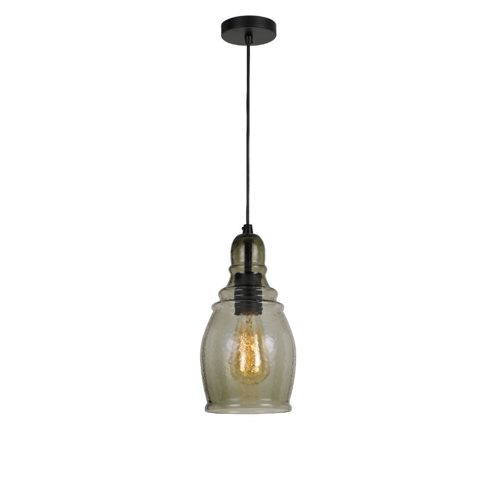 Cal Lighting FX-3675-1 Teramo 11.5" Height Glass Pendant in Smoky Finish and 72" Cord