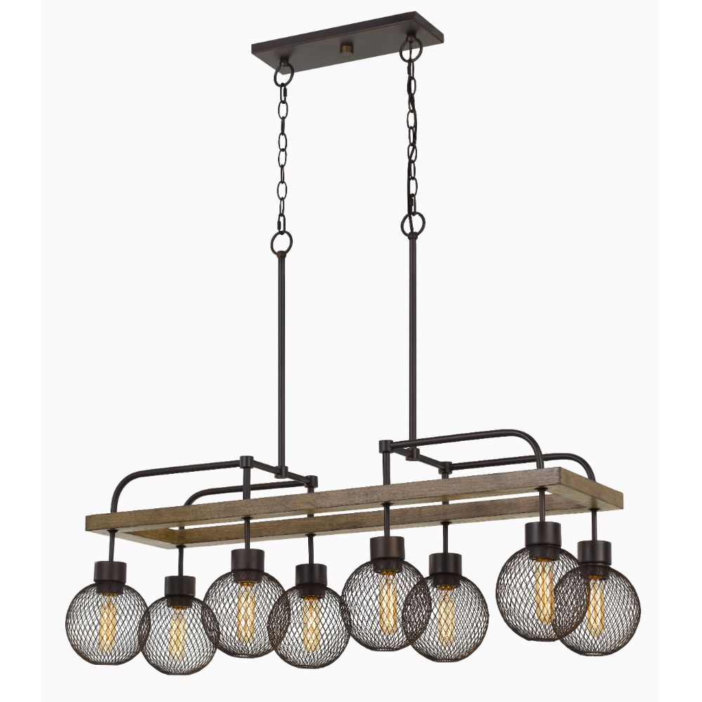 CAL Lighting FX-3695-8 60w X 8 Forio Metal Chandelier With Mesh Round Shade (Edison Bulbs Not Included)