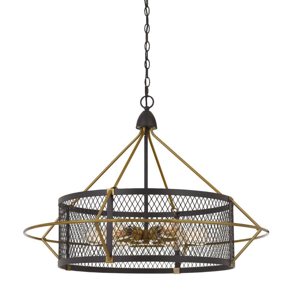 CAL Lighting FX-3696-6 60w X 6 Caserta Metal Chandelier With Mesh Shade (Edison Bulbs Not Included)
