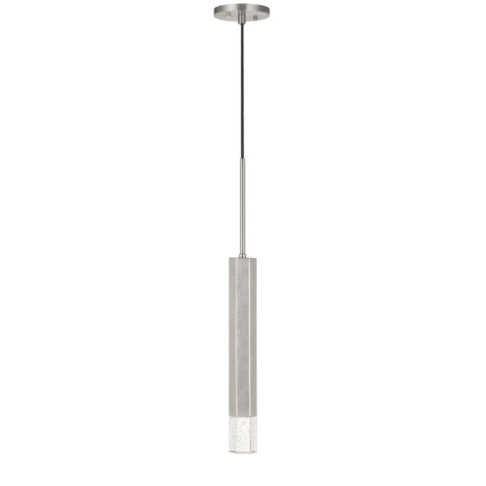 CAL Lighting FX-3723-1P-BS Troy Integrated Led Dimmable Hexagonaluminum Casted 1 Light Pendant With Glass Diffuser