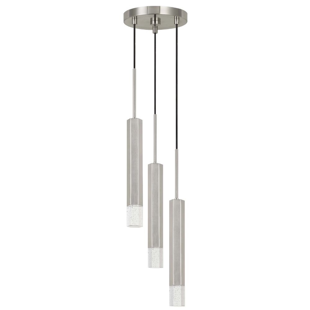 CAL Lighting FX-3723-3P-BS Troy Integrated Led Dimmable Hexagon Aluminum Casted 3 Lights Pendant With Glass Diffuser