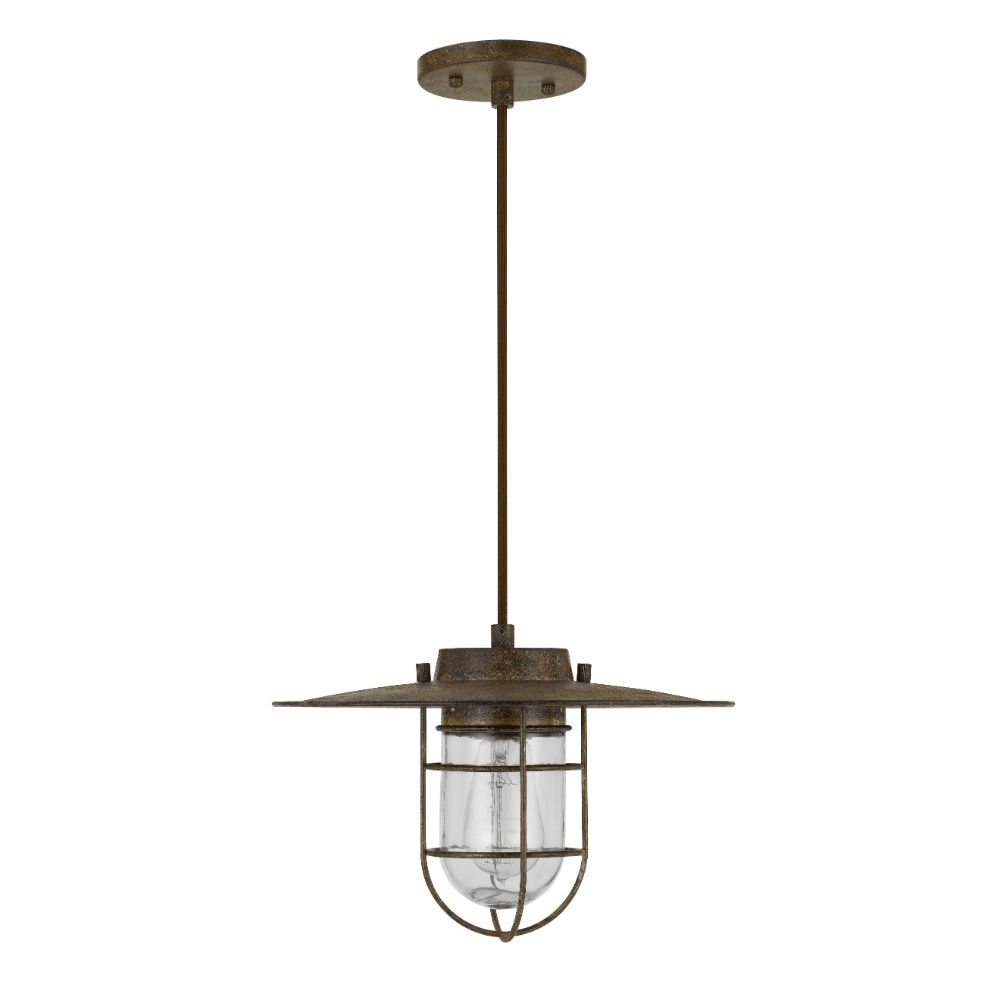 CAL Lighting FX-3724-1P Owenton Old Industrial Metal Pendant With Glass Shield (edison Bulb Not Included)