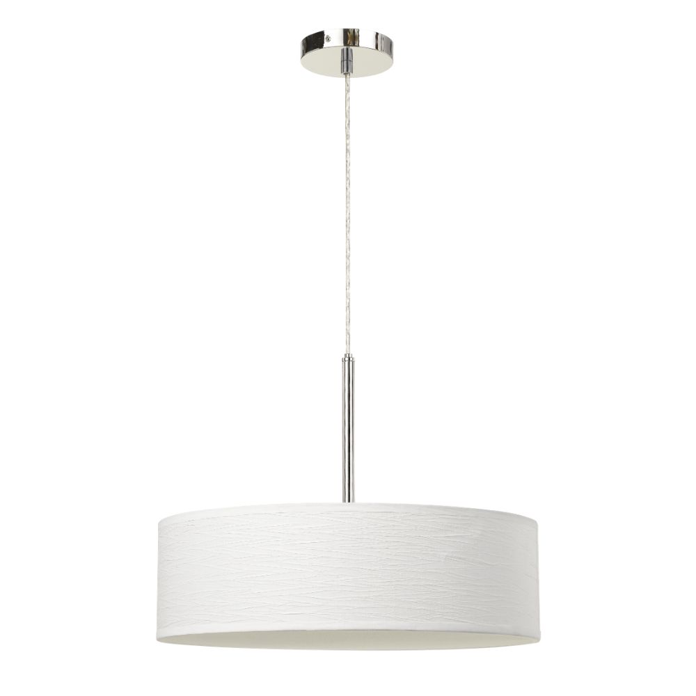 Cal Lighting FX-3731-CW 14" Height  Metal and Fabric Pendant in Patterned White