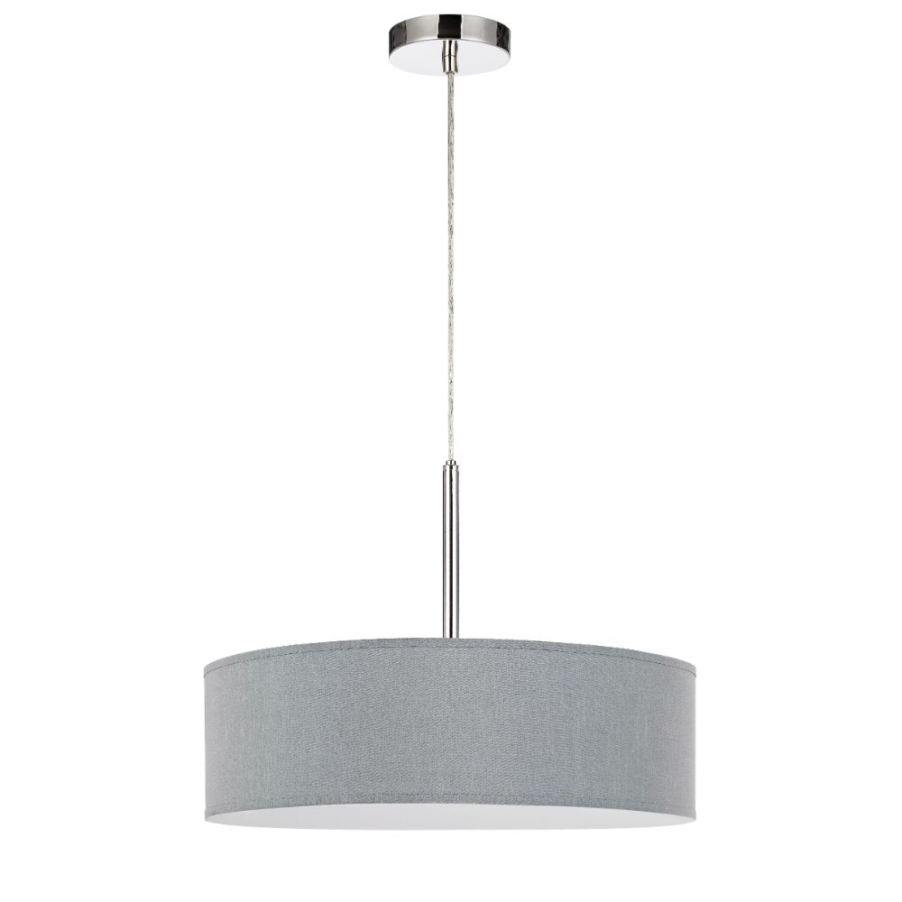 Cal Lighting FX-3731-GR 14" Height  Metal and Fabric Pendant in Grey