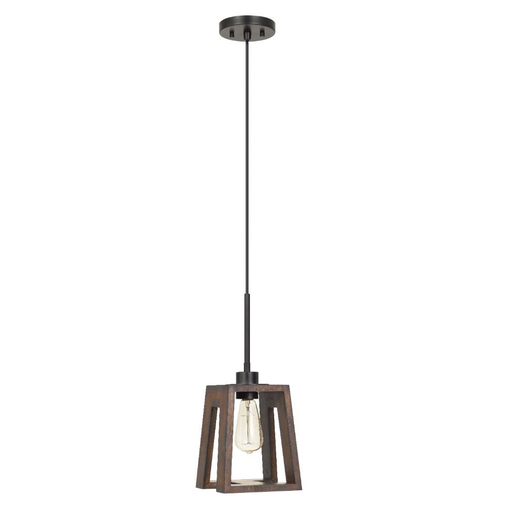 Cal Lighting FX-3739-1 17" Height Biel Metal and Wood Pendant in Wood