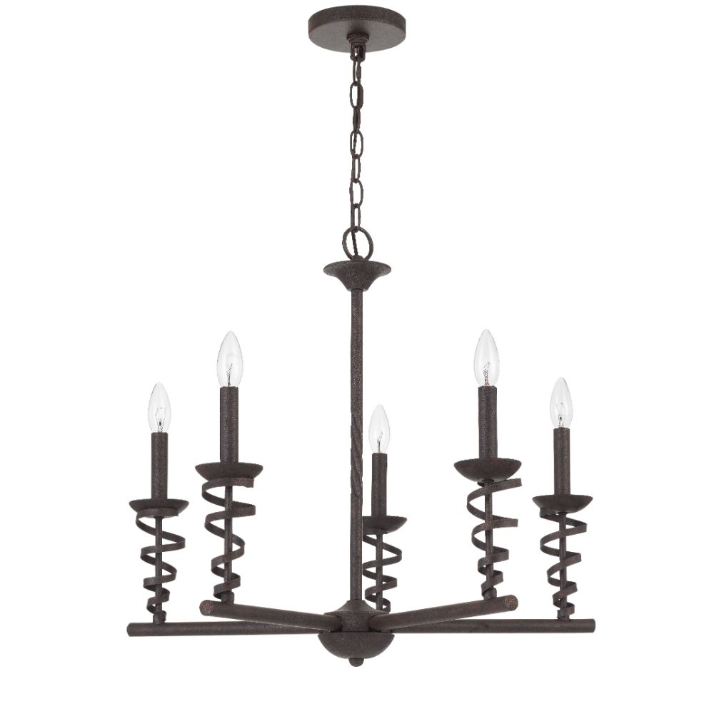 CAL Lighting FX-3746-5 60W x 5 Forbach metal chandelier (Edison Bulbs are included) in Texture black