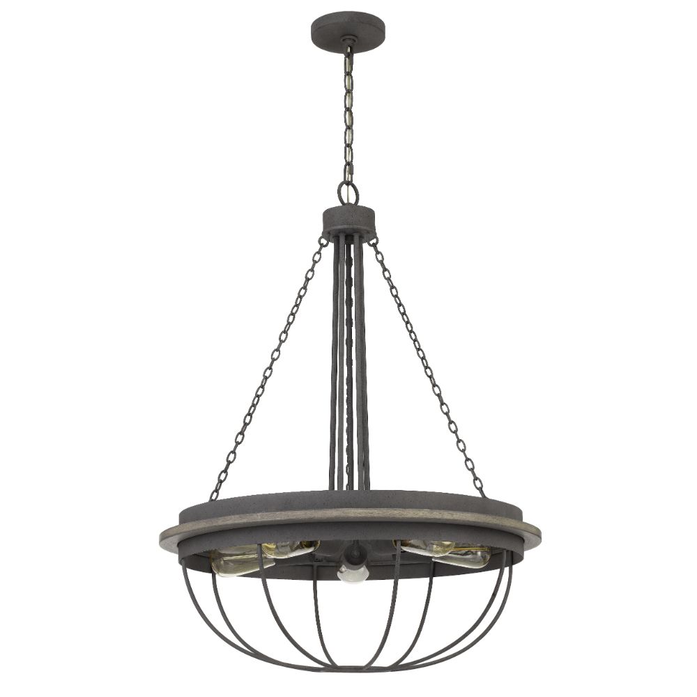 CAL Lighting FX-3748-5 60W x 5 Nixa metal chandelier (Edison bulbs NOT included) in Dove Grey
