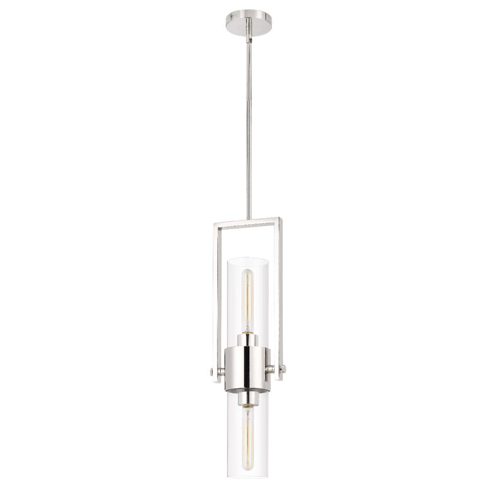 Cal Lighting FX-3758-1 Redmond Chrome Metal Pendant with Clear Glass Shade in Chrome