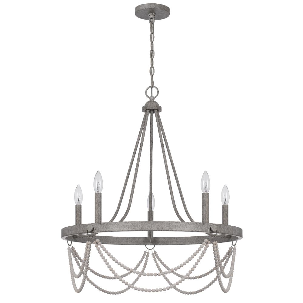 Cal Lighting FX-3791-5 60W x 5 Anniston beaded metal chandelier