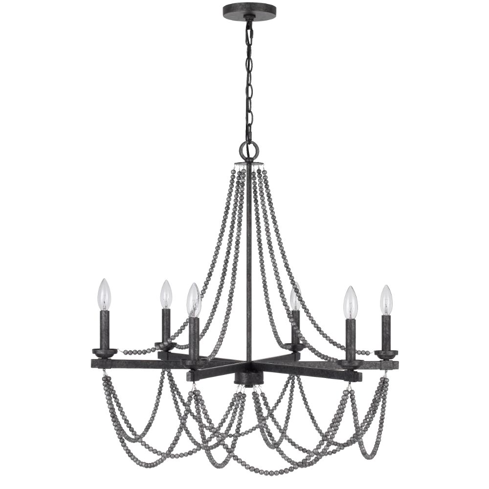 Cal Lighting FX-3798-6 60W x 6 Ventura metal beaded chandelier 
