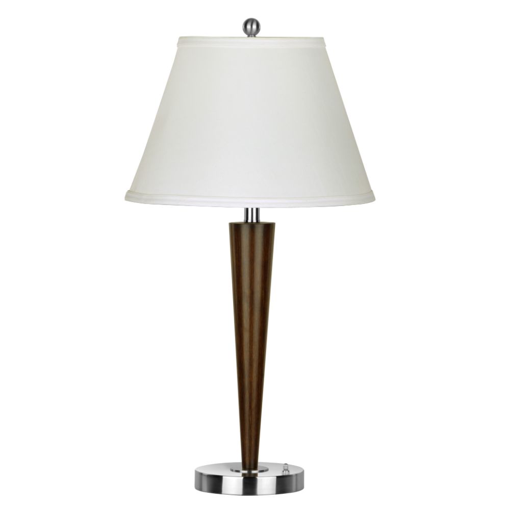 Cal Lighting LA-2025NS-2BW Axis 22-In 3-Way Brushed Steel Indoor Table Lamp With Fabric Shade