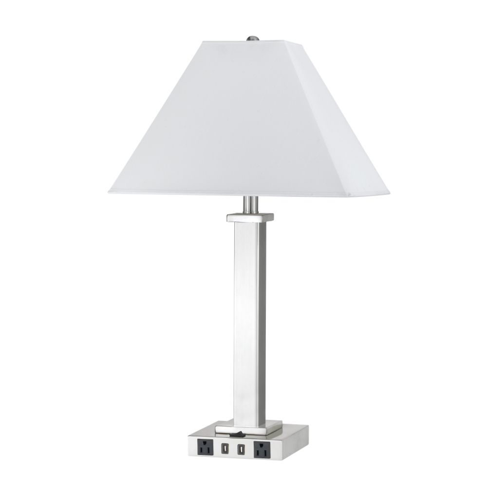 CAL Lighting LA-60003TB-9RBS 100w Metal Night Stand Lamp With 2 Usb And 2 Power Outlets, On Off Rocker Base Switch