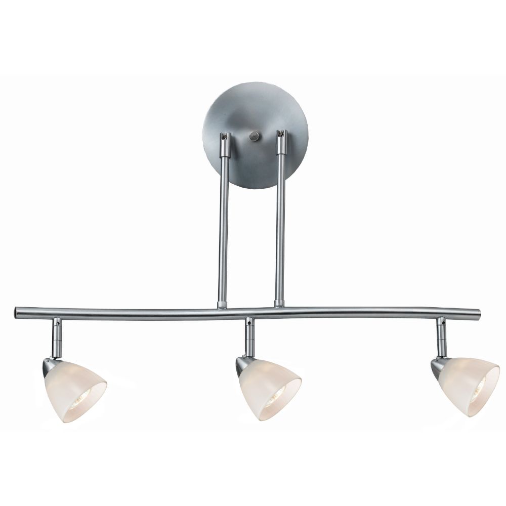 Cal Lighting SL-954-3-BS/WH Brushed Steel Art Deco / Retro 3 Light Island / Billiard Fixture with White Shade from the Serpentine Lights Collection