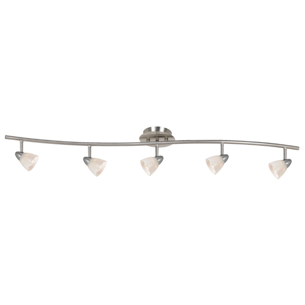 Cal Lighting SL-954-5-BS/WH Brushed Steel 5 Light Canopy Mount Orbit Light with White Shade from the Serpentine Lights Collection