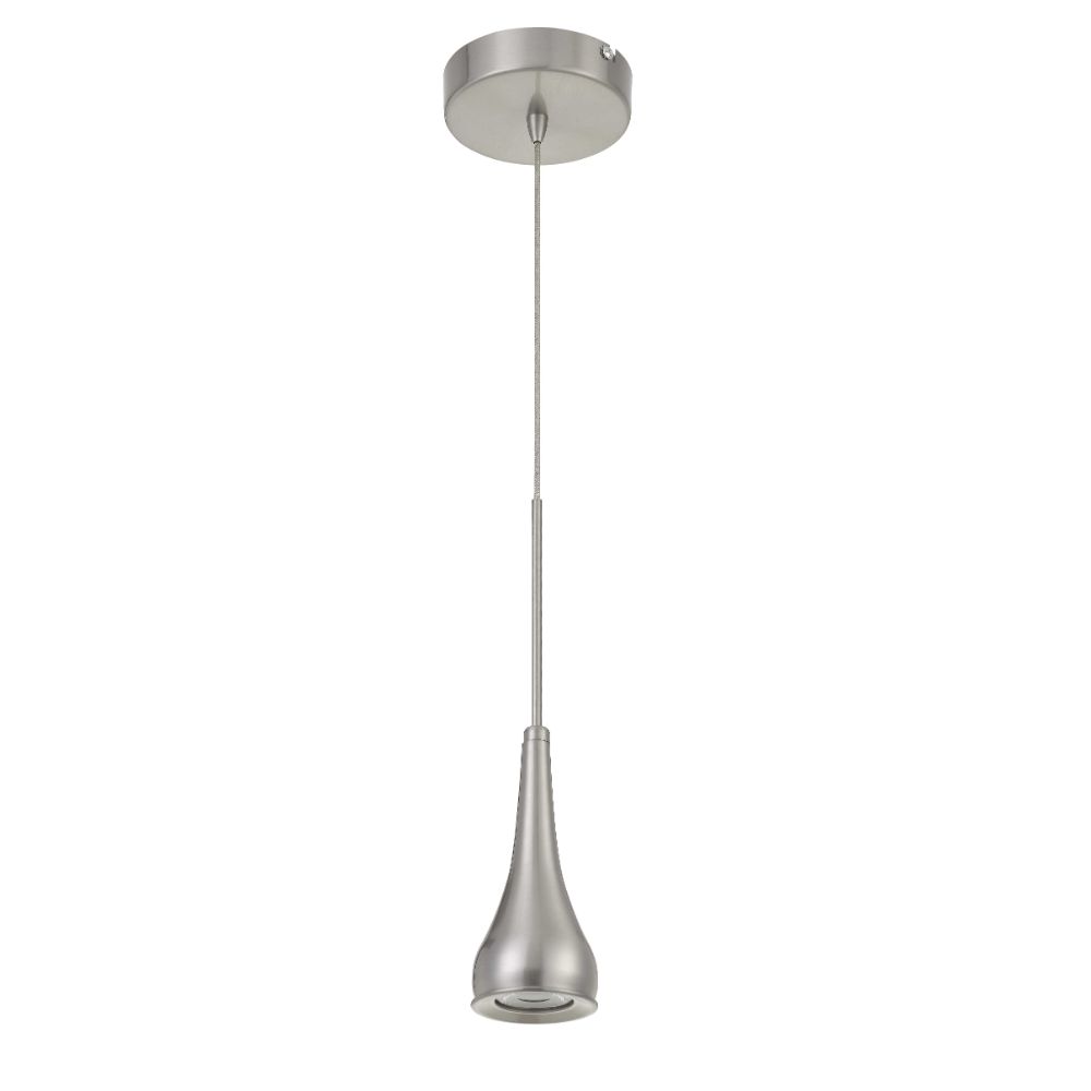 CAL Lighting UP-1117 Kornos Intergrated Led 10w, 800 Lumen, 80 Cri Dimmable Metal Pendant Fixture in Brushed Steel
