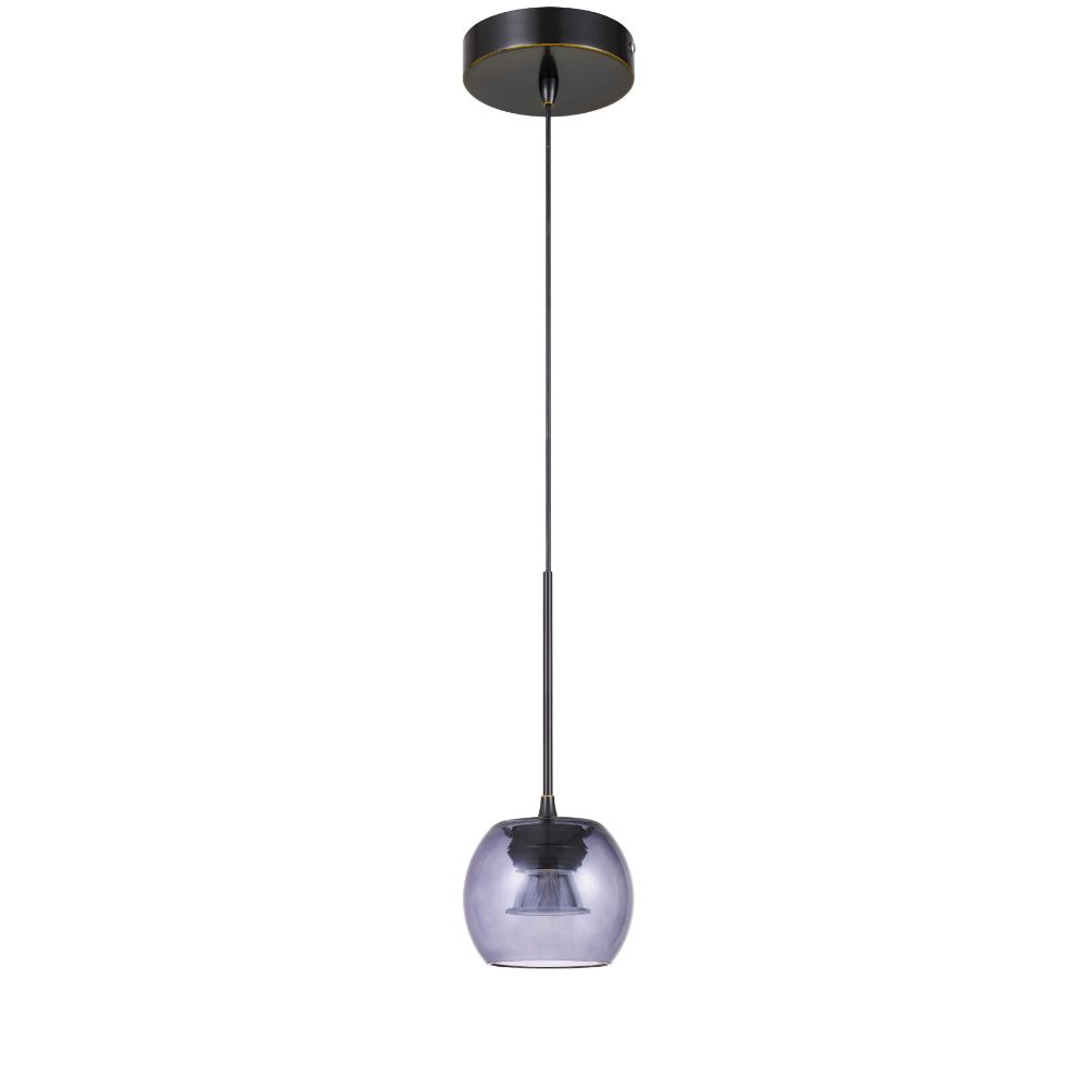 CAL Lighting UP-1120 Ithaca 3000k, 8w, 700 Lumen, 90 Cri Dimmable Led Glass Mini Pendant With Smoked Glass