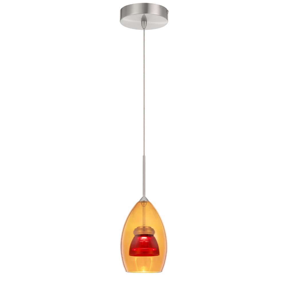 CAL Lighting UP-128-AM-REDCL Integrated dimmable LED double glass mini pendant light. 6W, 450 lumen, 3000K in Amber/red