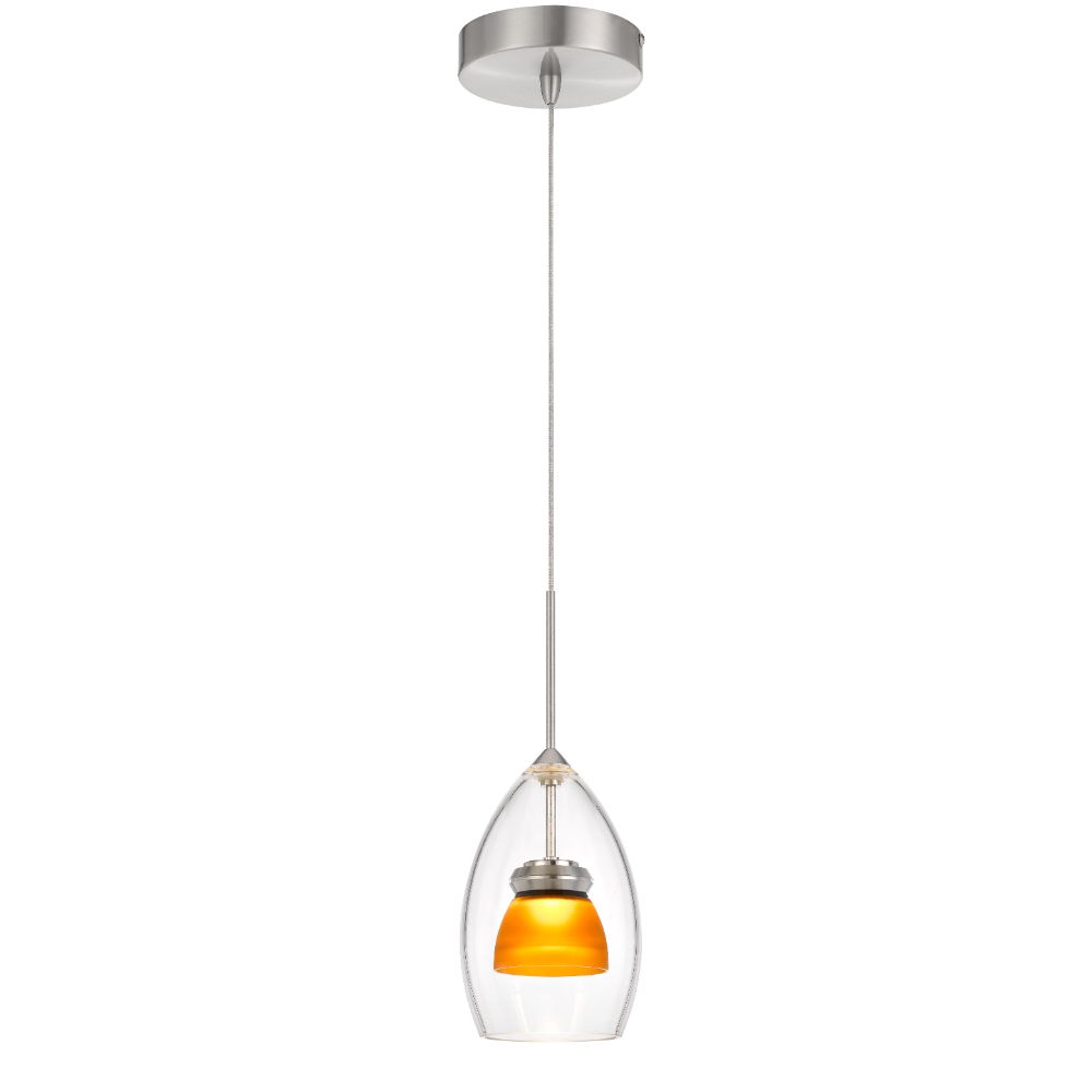 CAL Lighting UP-128-CL-AMBFR Integrated dimmable LED double glass mini pendant light. 6W, 450 lumen, 3000K in Frosted Yellow