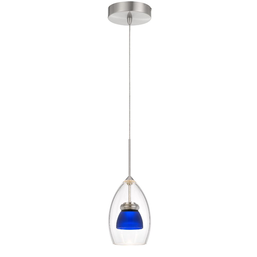 CAL Lighting UP-128-CL-BLUFR Integrated dimmable LED double glass mini pendant light. 6W, 450 lumen, 3000K in Frosted Blue