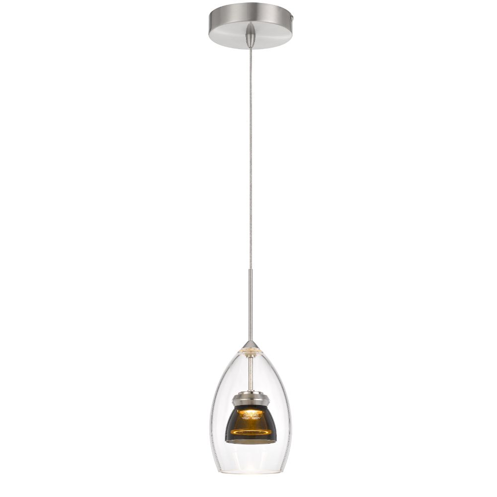 CAL Lighting UP-128-CL-SMOCL Integrated dimmable LED double glass mini pendant light. 6W, 450 lumen, 3000K in Smoked