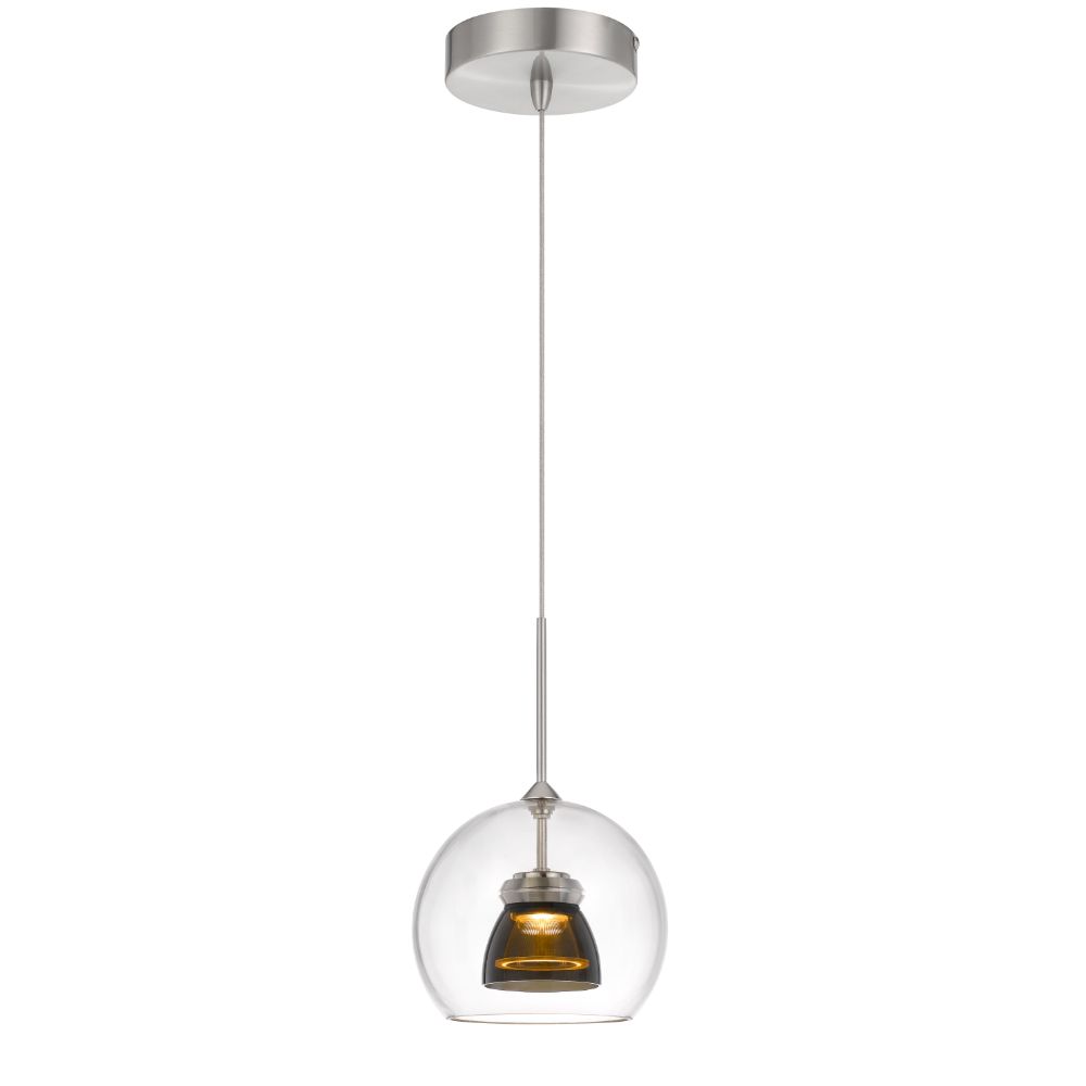 CAL Lighting UP-335-CL-SMOCL Integrated dimmable LED double glass mini pendant light. 6W, 450 lumen, 3000K in Smoked