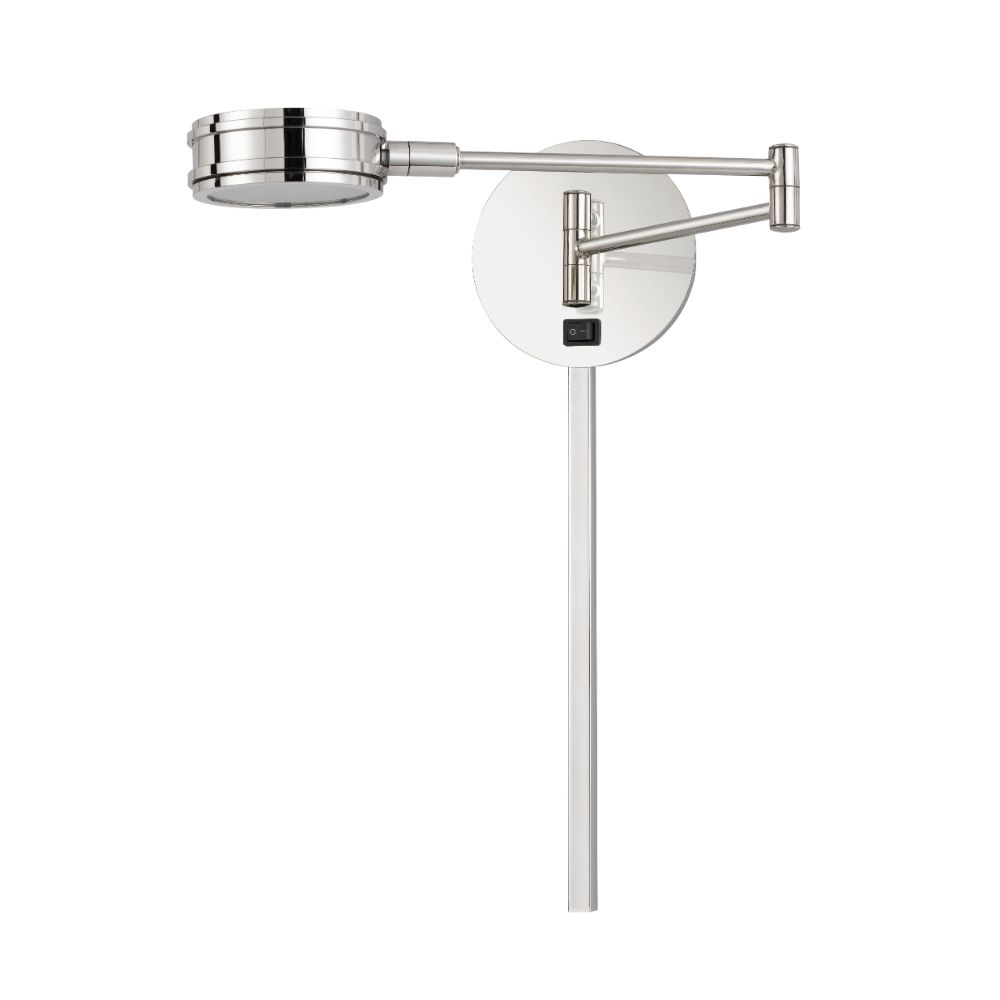 CAL Lighting WL-2927-CH Villach integrated LED swing arm wall lamp with on off rocker switch and adjustable head. 5W, 380 lumen, 3000K. 3 x 1ft wire cover are included) in Chrome