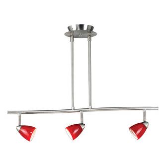Cal Lighting SL-954-3-BSBRED Brushed Steel 3 Light Island / Billiard Fixture with Blood Red Shade from the Serpentine Lights Collection
