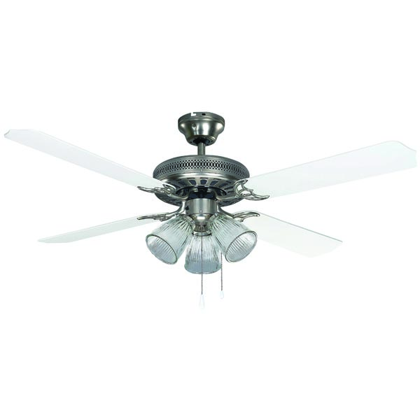 Canarm CF52CHA4BPT Brushed Pewter Chateau II 52" Ceiling Fan with Bleached Oak / White blades