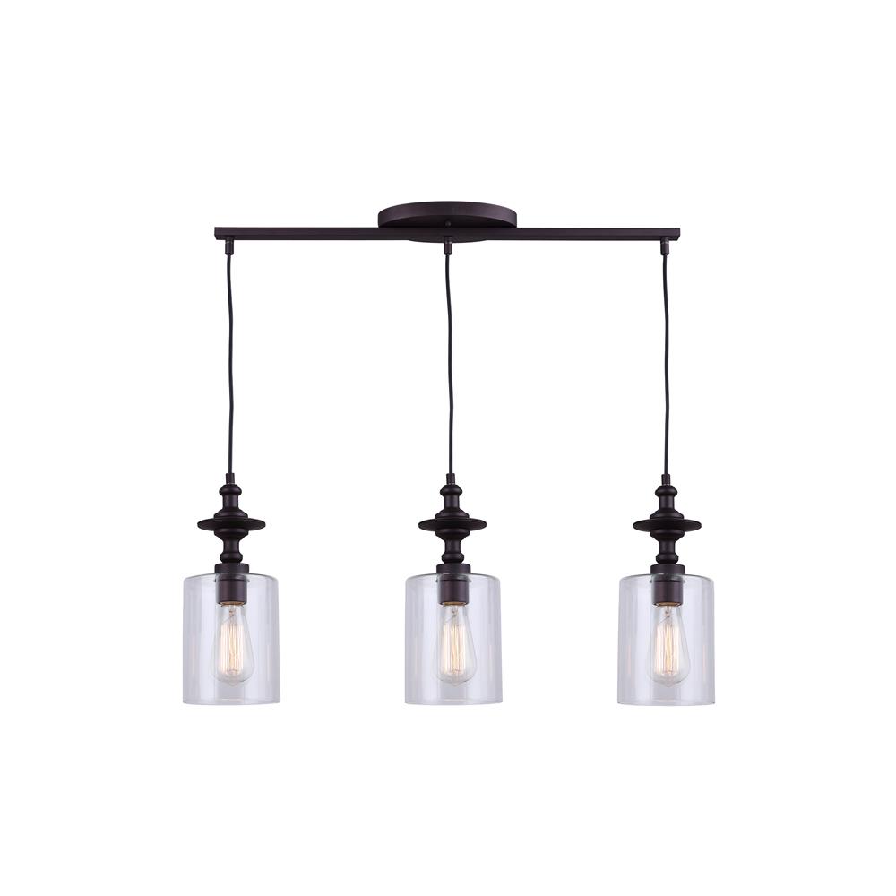 Canarm IPL586A03ORB York 3-Light Pendant in Oil Rubbed Bronze with Clear Glass