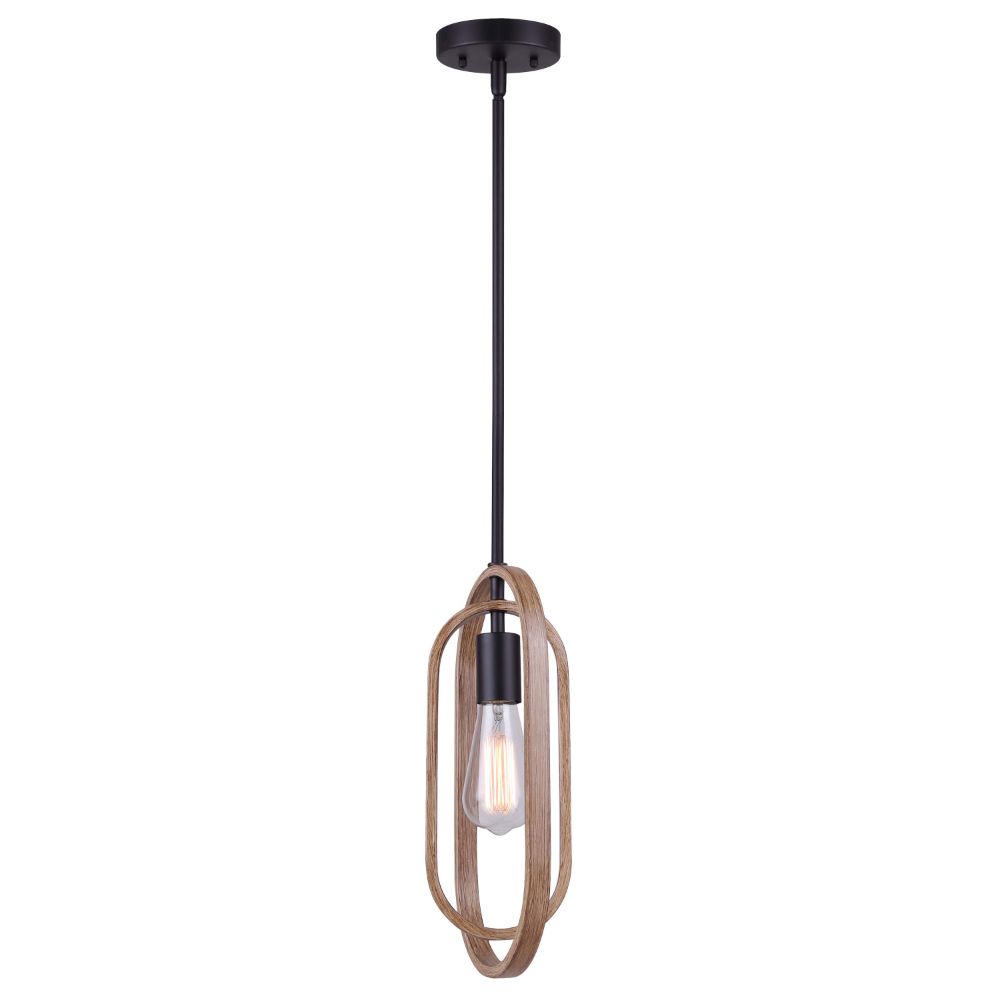 Canarm IPL1078A01BKB Dilan Pendant in Matte Black and Brushed Brown