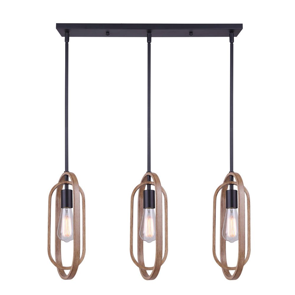 Canarm IPL1078A03BKB Dilan Pendant in Matte Black and Brushed Brown