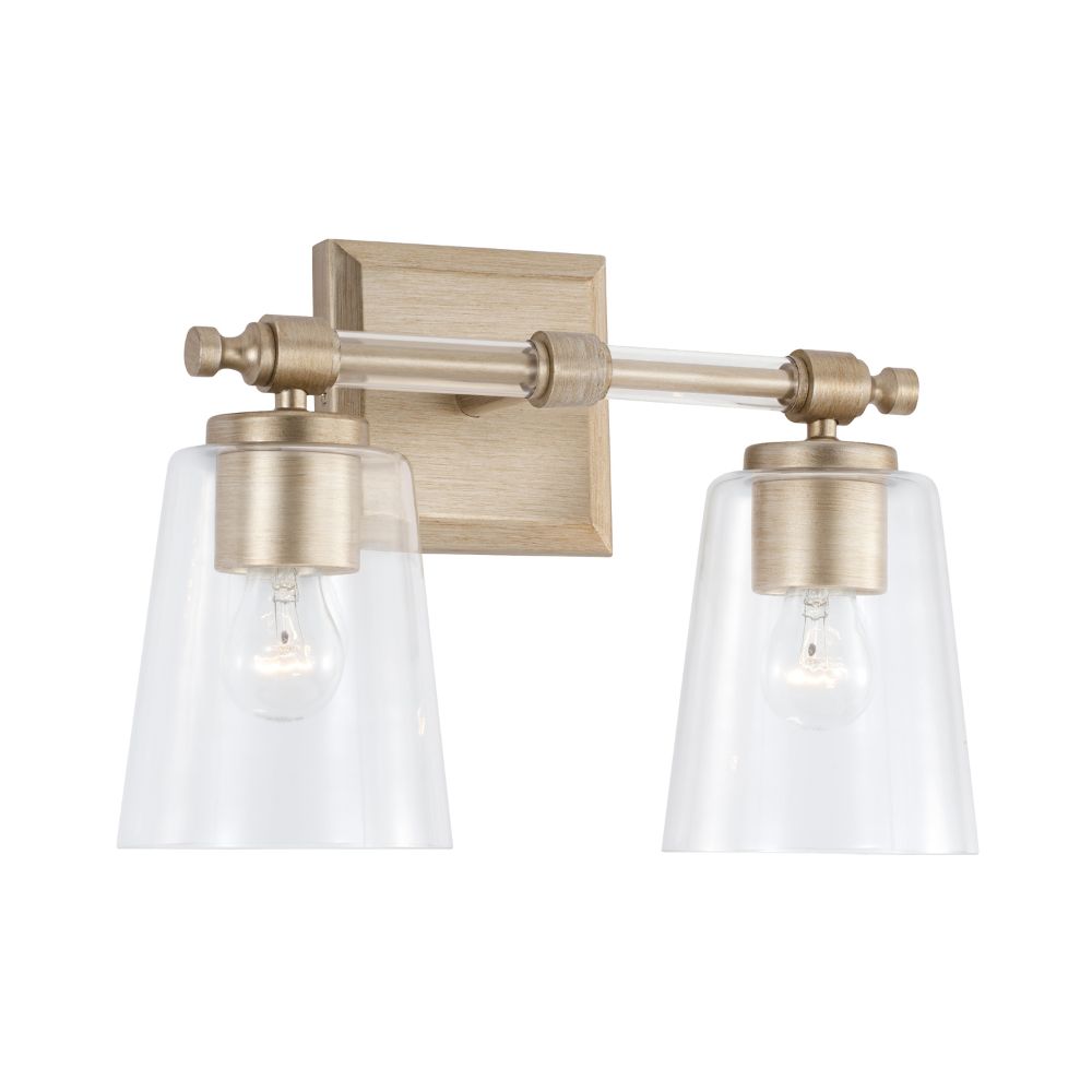 Capital Lighting 144821BS-523 14" W x 10" H 2-Light Vanity in Brushed Champagne with Acrylic Rod Accent