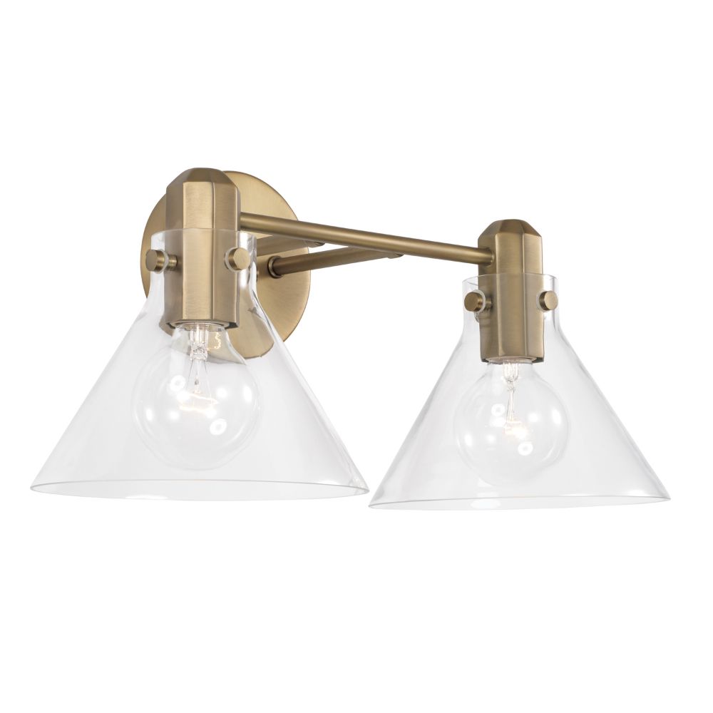 Capital Lighting 145821AD-528 18" W x 9" H 2-Light Vanity in Aged Brass with Clear Glass
