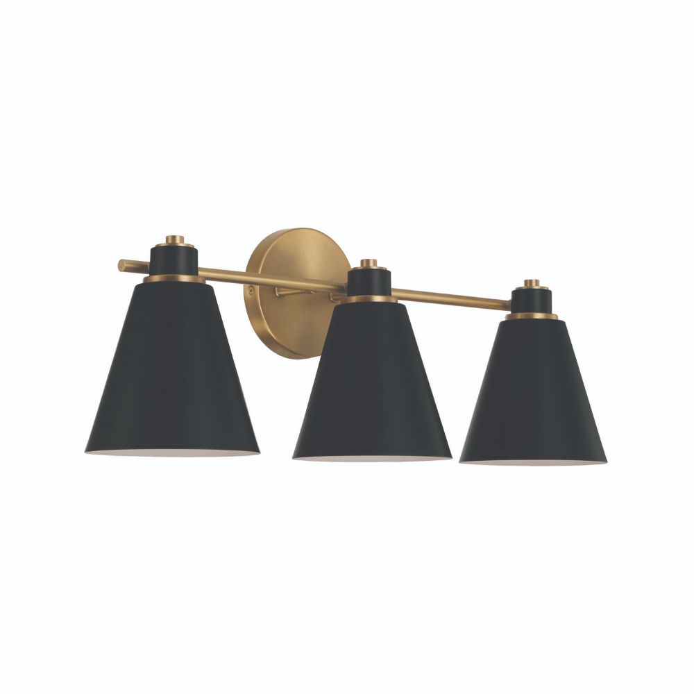 Capital Lighting 150131AB 3-Light Vanity in Aged Brass and Black