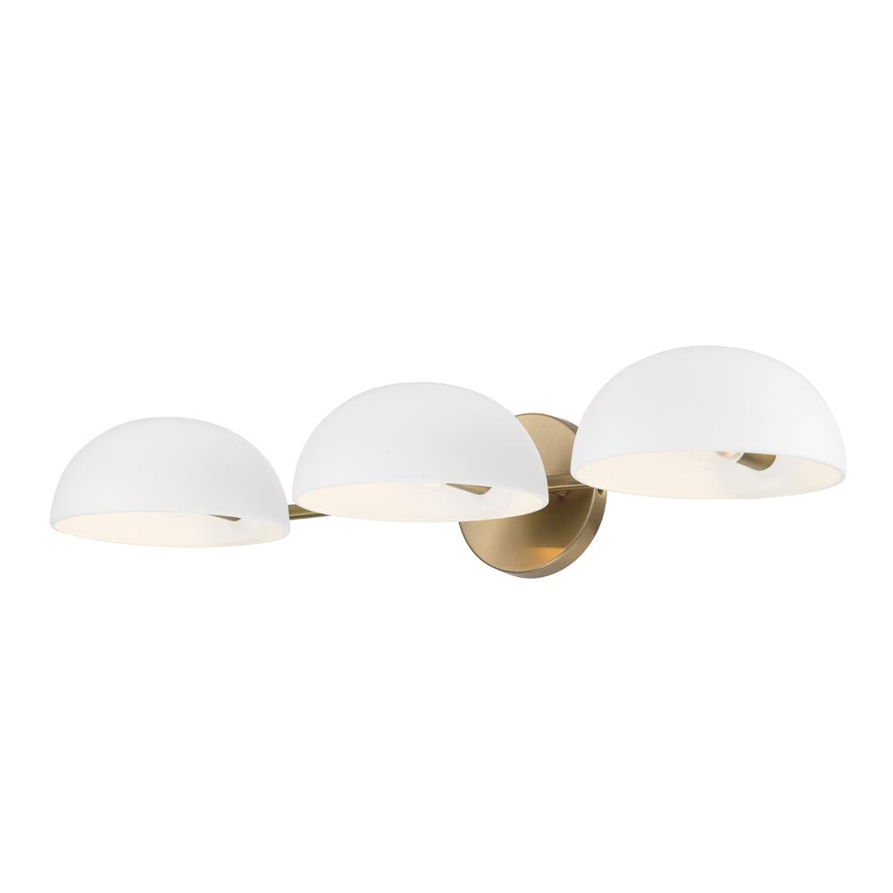 Capital Lighting 151431AW 26"W x 5"H 3-Light Vanity in Aged Brass and White
