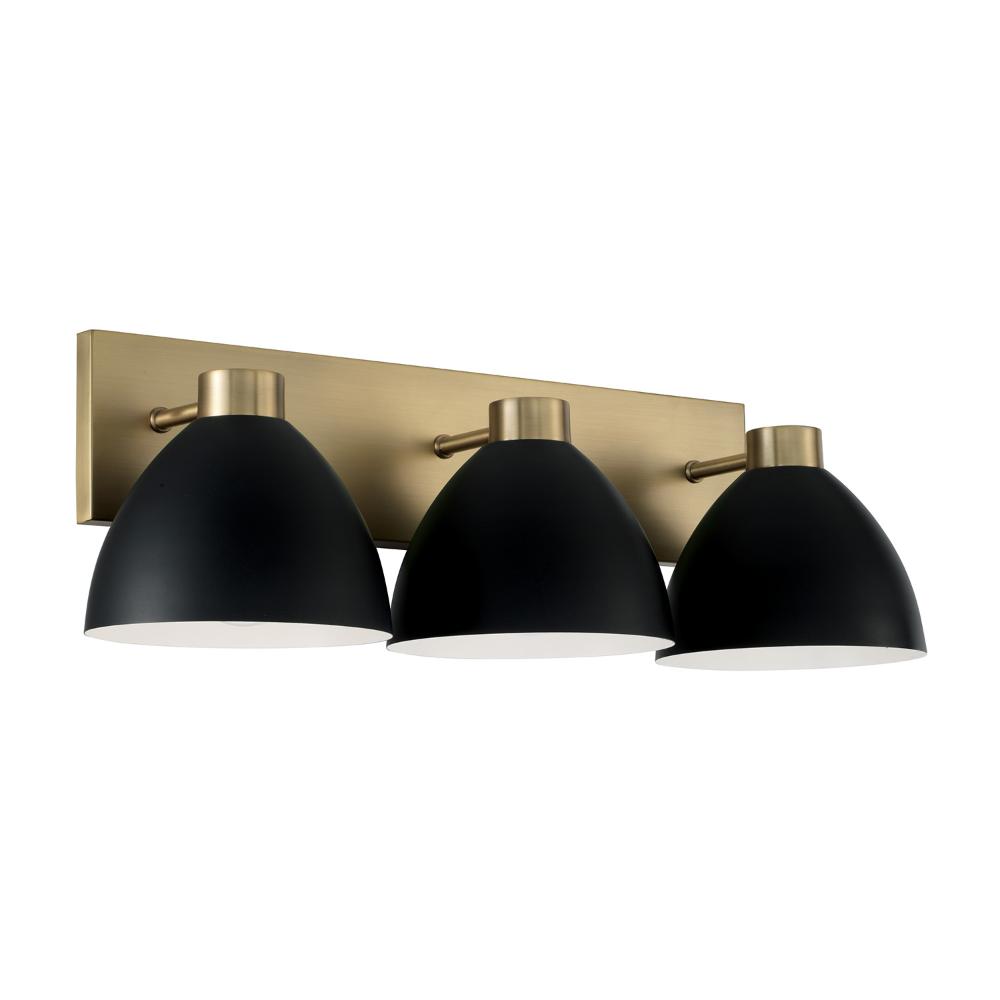 Capital Lighting 152031AB 25.25"W x 8"H 3-Light Vanity in Aged Brass and Black