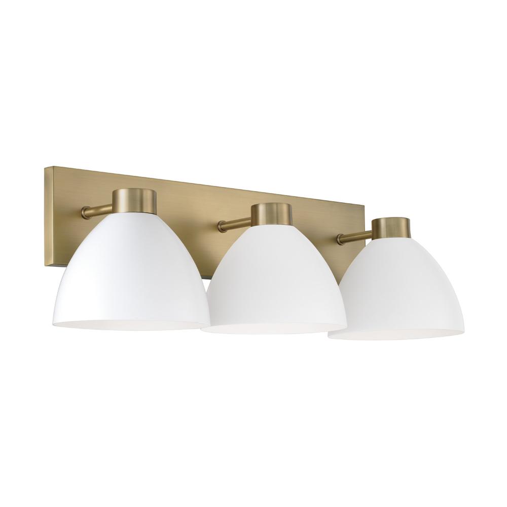 Capital Lighting 152031AW 25.25"W x 8"H 3-Light Vanity in Aged Brass and White