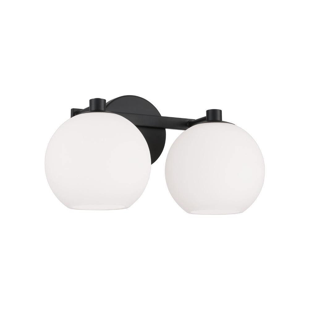 Capital Lighting 152121MB-548 14.75"W x 8"H 2-Light Circular Globe Vanity in Matte Black with Soft White Glass
