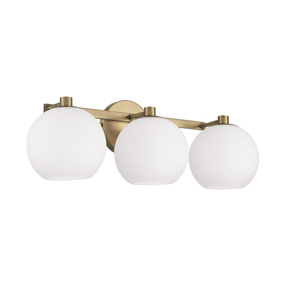 Capital Lighting 152131AD-548 22.75"W x 8"H 3-Light Circular Globe Vanity in Aged Brass with Soft White Glass