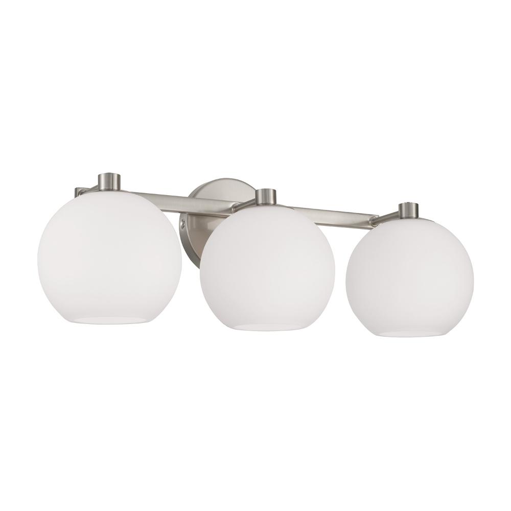 Capital Lighting 152131BN-548 22.75"W x 8"H 3-Light Circular Globe Vanity in Brushed Nickel with Soft White Glass