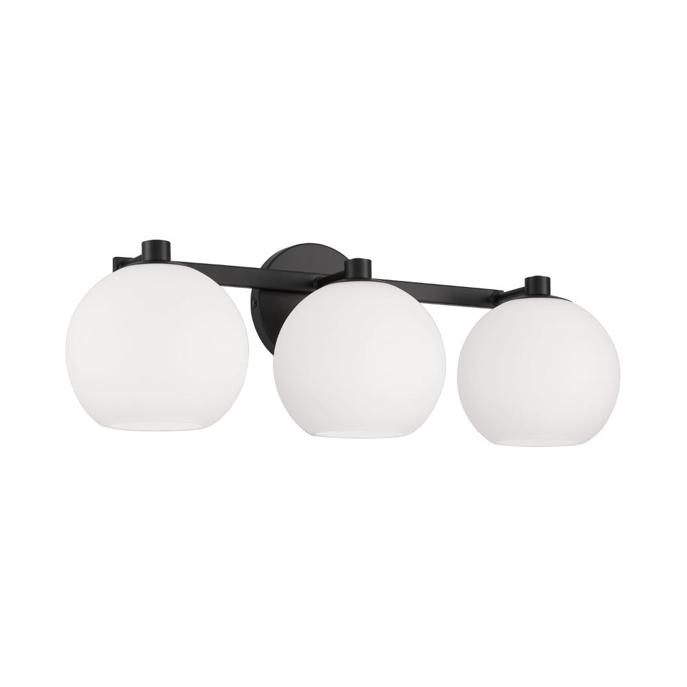 Capital Lighting 152131MB-548 22.75"W x 8"H 3-Light Circular Globe Vanity in Matte Black with Soft White Glass